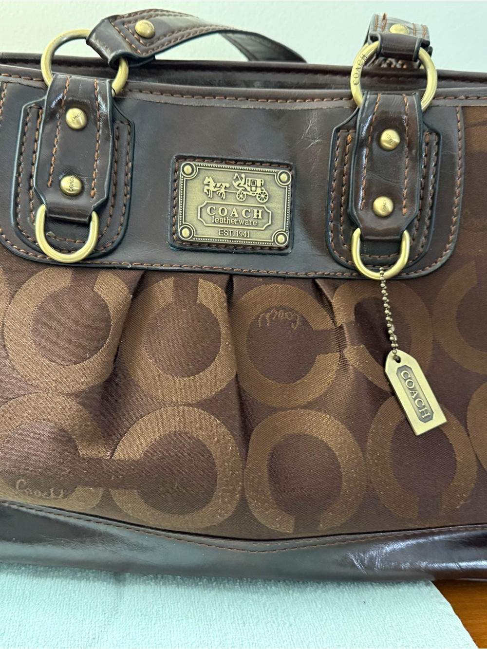 Coach Brown Signature Satchel with Gold-Tone Hardware